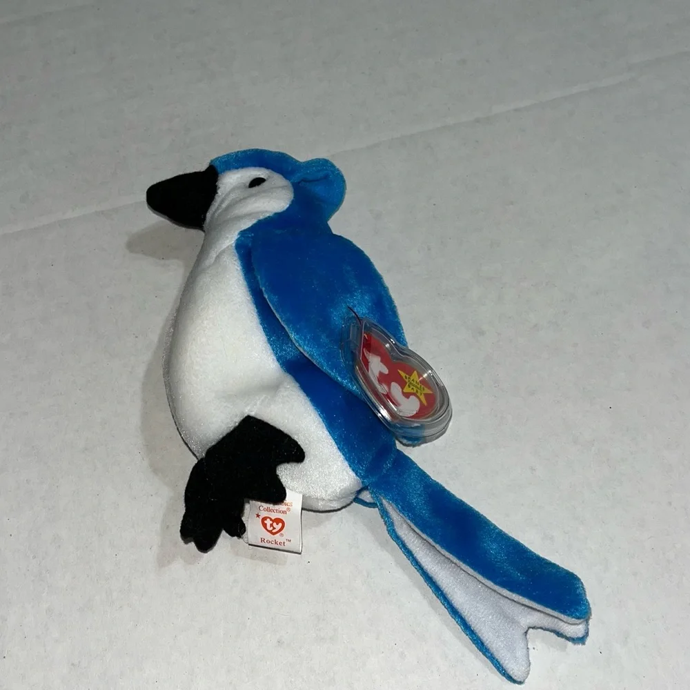 TY Beanie Babies Whisper Deer,‎ Lucky Ladybug, Flitter Butterfly Rocket Blue Jay
